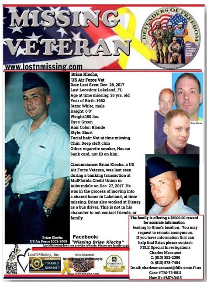 Missing Brian Klecha Found Dead , US Air Force